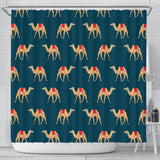 Camel Pattern Blue Blackground Shower Curtain Fulfilled In US