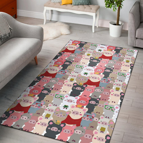 Pig Pattern Print Design 02 Area Rug