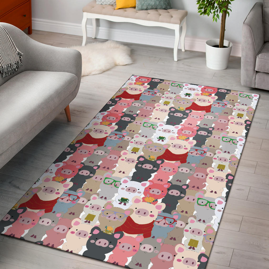 Pig Pattern Print Design 02 Area Rug