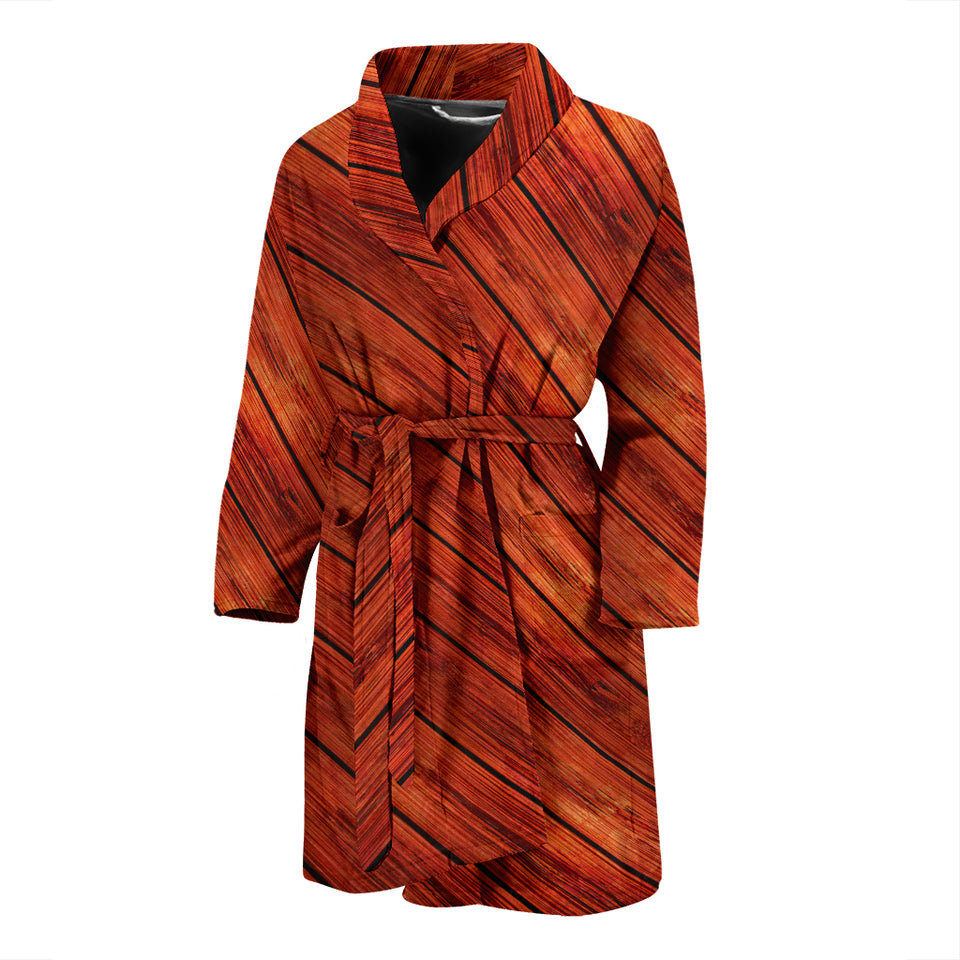 Wood Printed Pattern Print Design 03 Men's Bathrobe