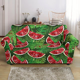 Watermelons Tropical Palm Leaves Pattern Background Loveseat Couch Slipcover