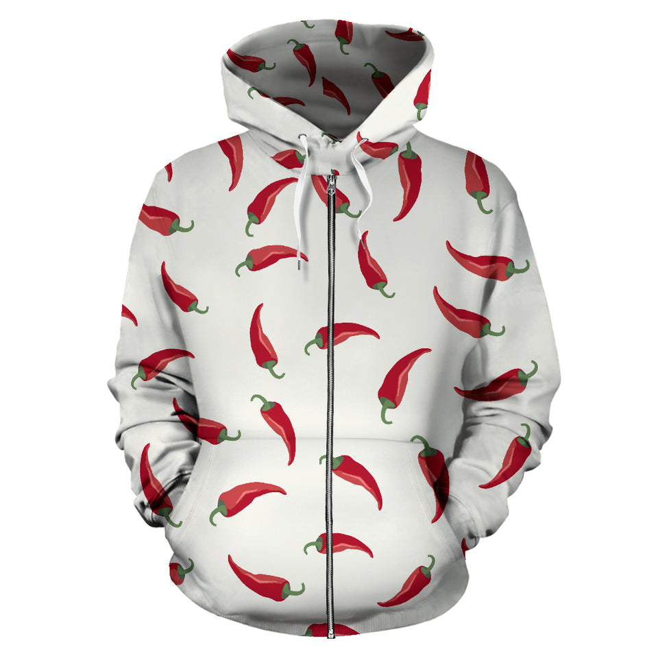 Chili Peppers Pattern Zip Up Hoodie