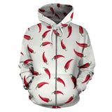 Chili Peppers Pattern Zip Up Hoodie
