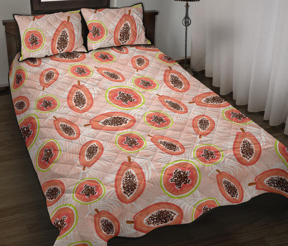 papaya leaves pattern Quilt Bed Set