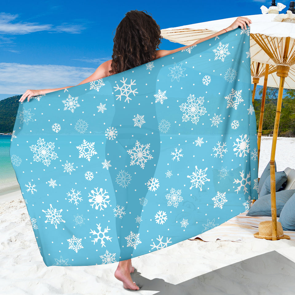 Snowflake Pattern Blue Background Sarong