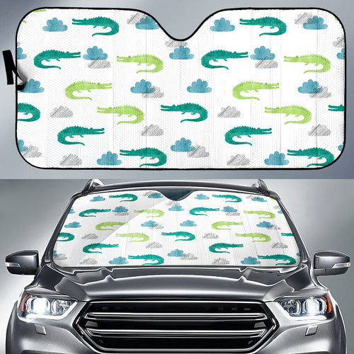 Watercolor Crocodile Pattern Car Sun Shade