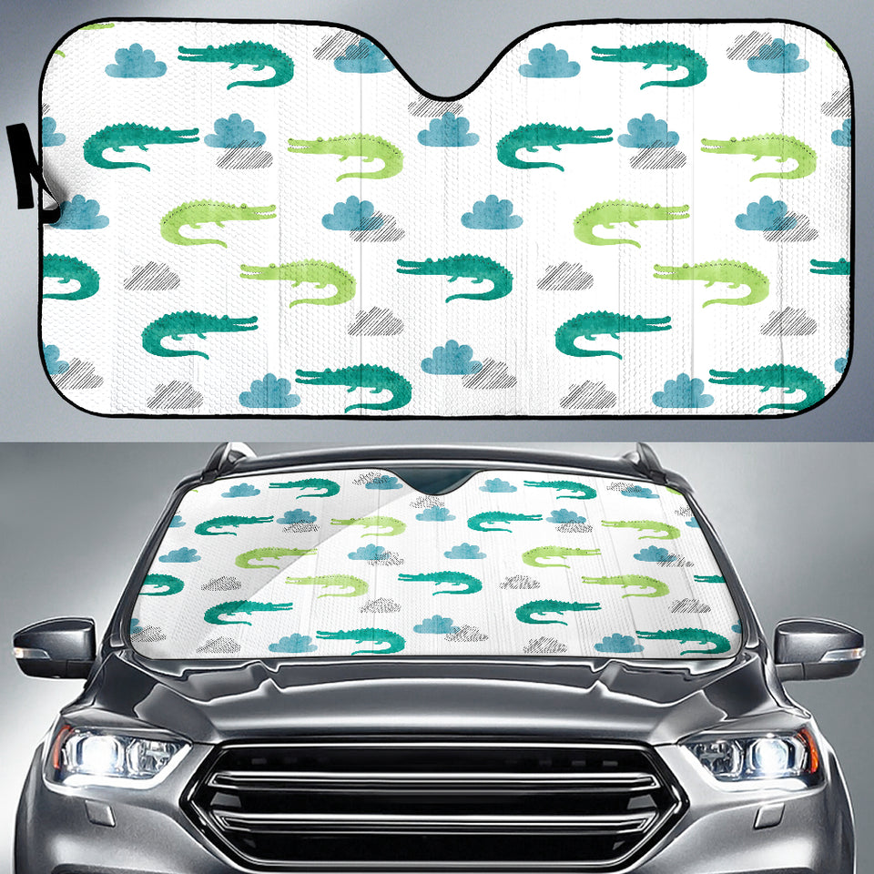 Watercolor Crocodile Pattern Car Sun Shade