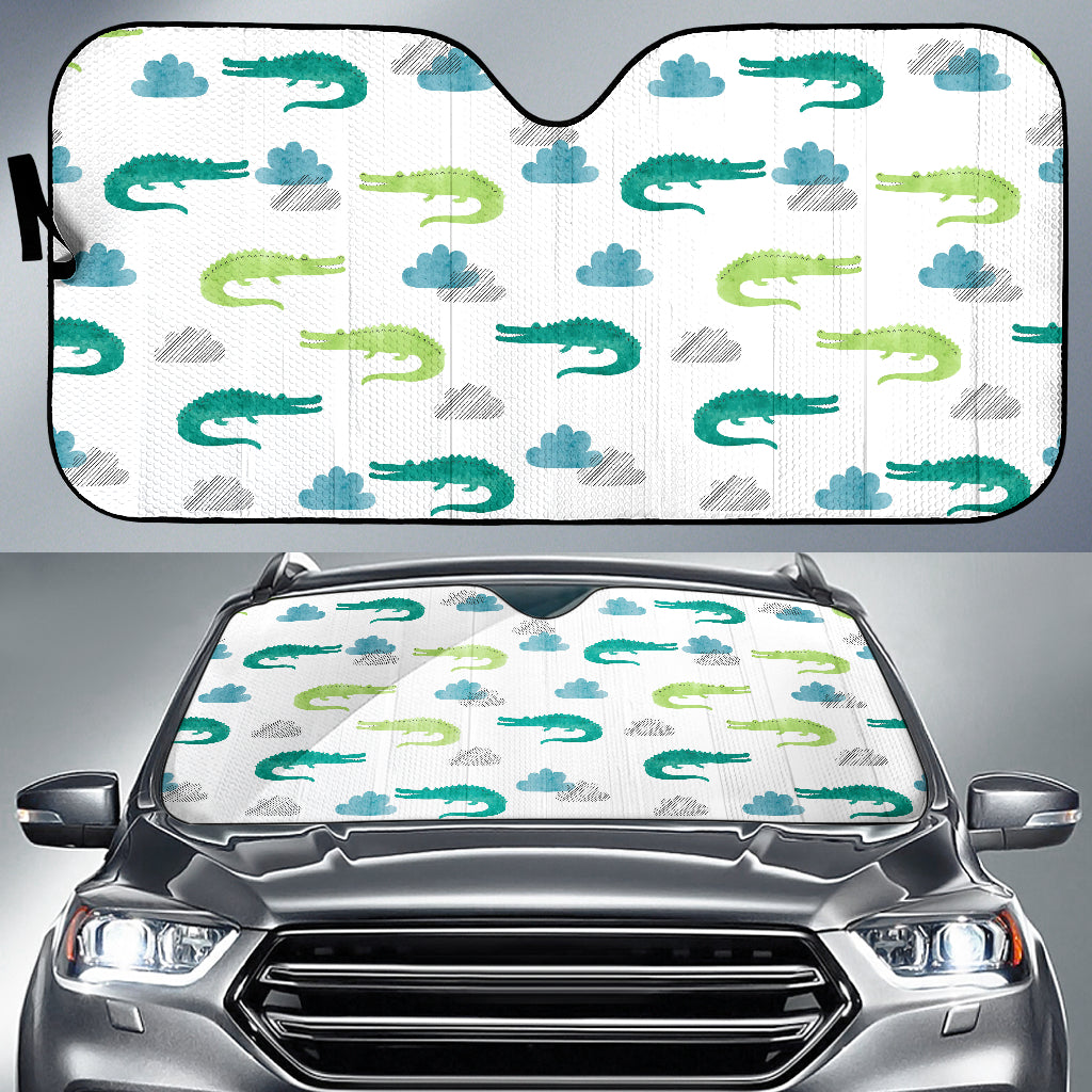 Watercolor Crocodile Pattern Car Sun Shade