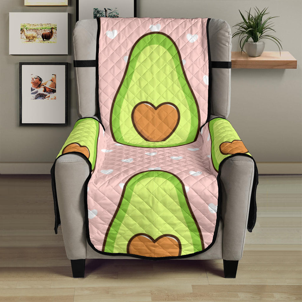 Avocado heart pink background Chair Cover Protector