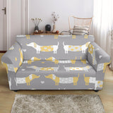 Cute Dachshund Dog Pattern Loveseat Couch Slipcover