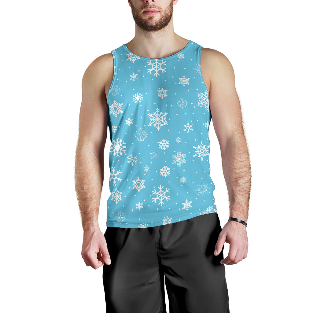 Snowflake pattern blue background Men Tank Top