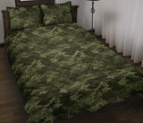 Digital Green camo camouflage pattern Quilt Bed Set