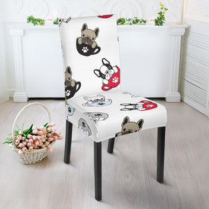 French Bulldog Cup Paw Pattern Dining Chair Slipcover