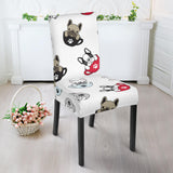 French Bulldog Cup Paw Pattern Dining Chair Slipcover