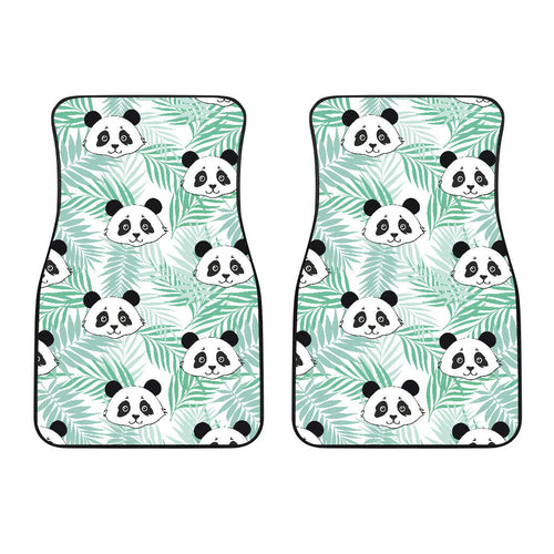 Panda Pattern Tropical Leaves Background Front Car Mats
