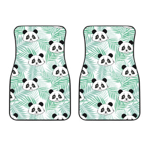 Panda Pattern Tropical Leaves Background Front Car Mats