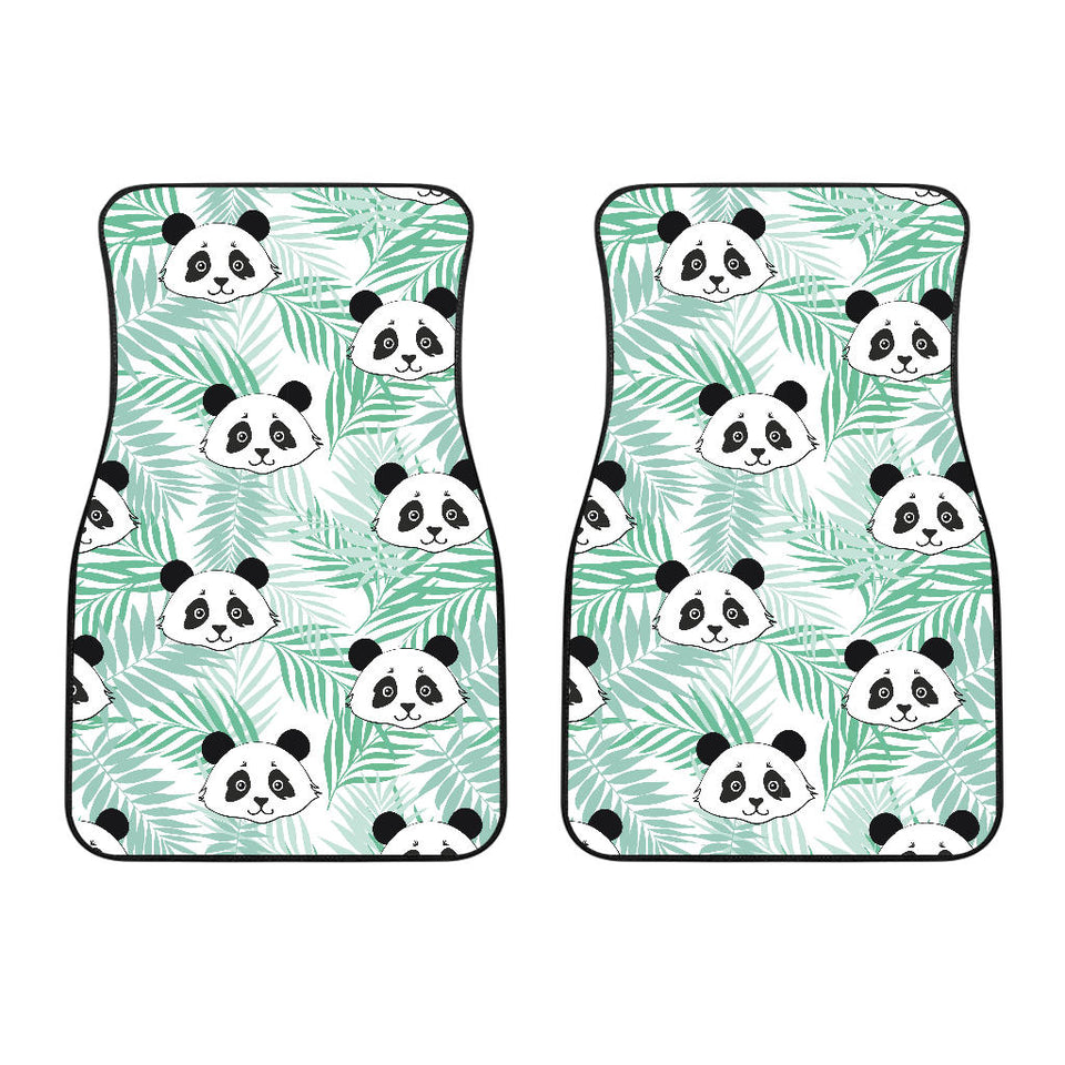 Panda Pattern Tropical Leaves Background Front Car Mats