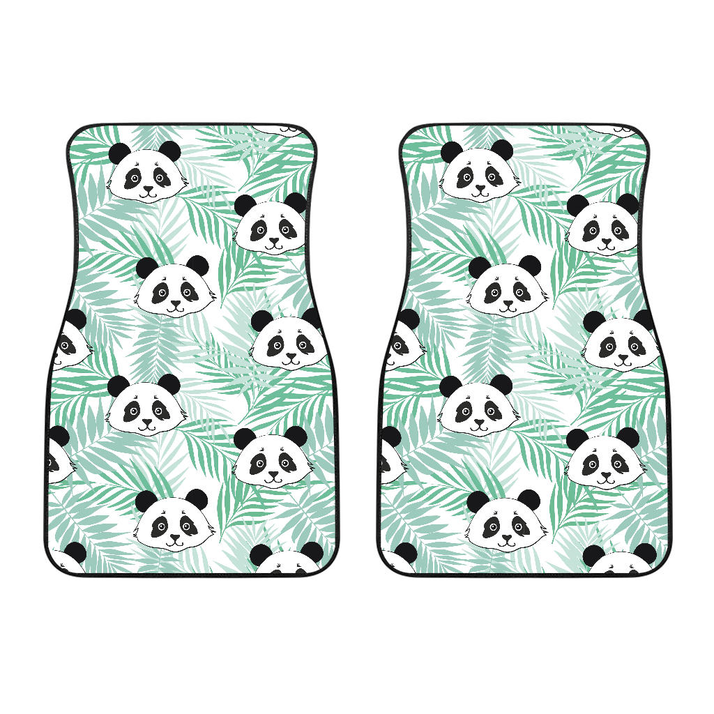 Panda Pattern Tropical Leaves Background Front Car Mats