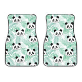 Panda Pattern Tropical Leaves Background Front Car Mats