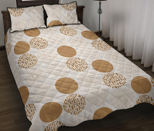 Gold Texture mushroom pattern Quilt Bed Set