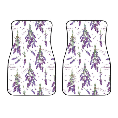 Lavender Flower Design Pattern Front Car Mats