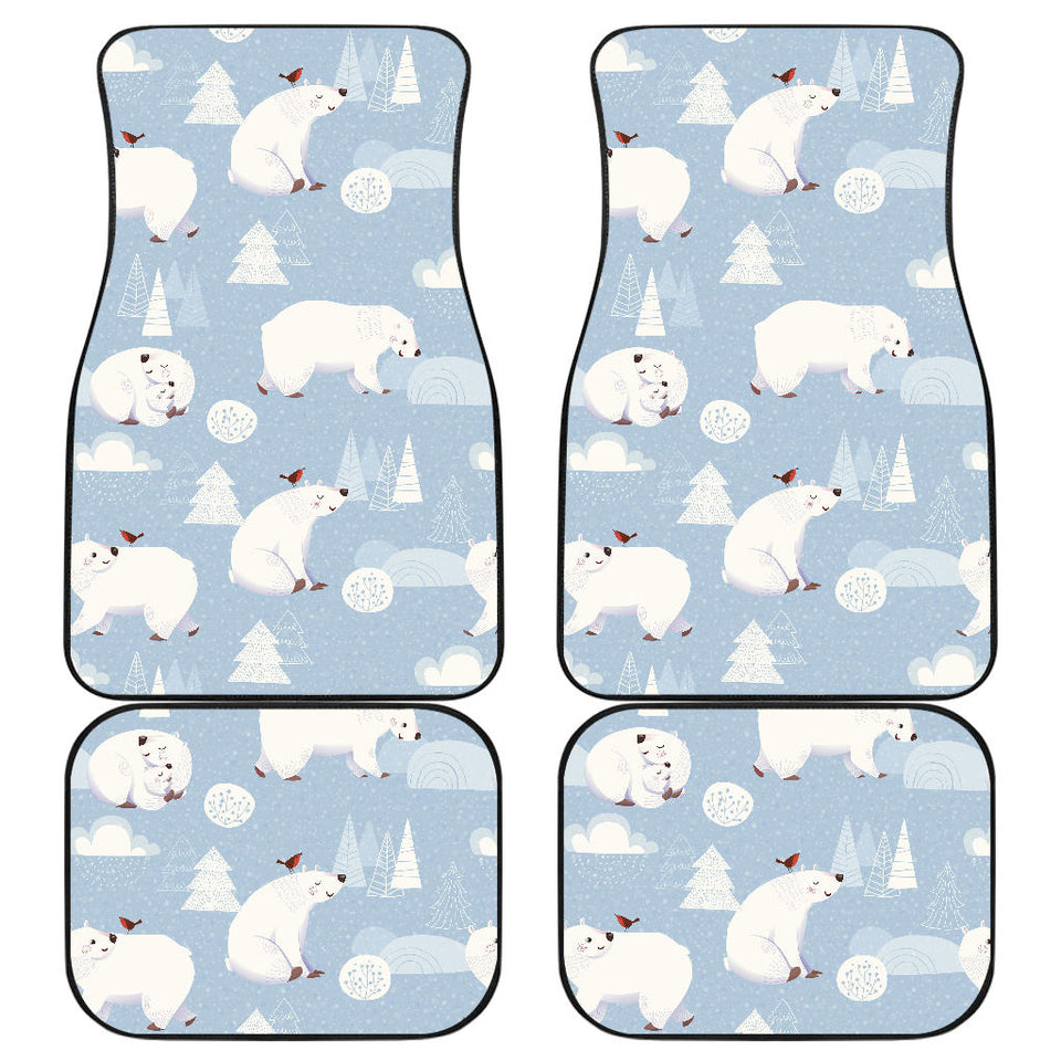 Cute Polar Bears Christmas Decoration Pattern Front And Back Car Mats