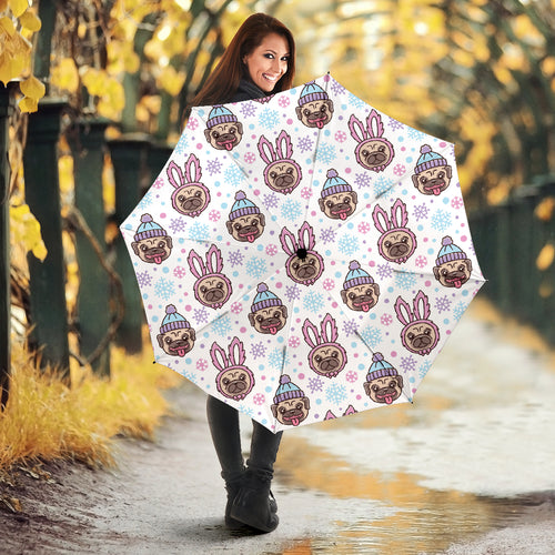 Cute Pug Hat Rabbit Costume Pattern Umbrella