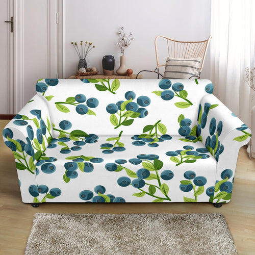 Blueberry White Background Loveseat Couch Slipcover