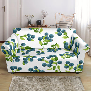Blueberry White Background Loveseat Couch Slipcover