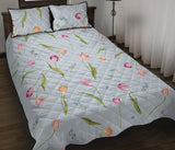 Watercolor Tulips pattern Quilt Bed Set
