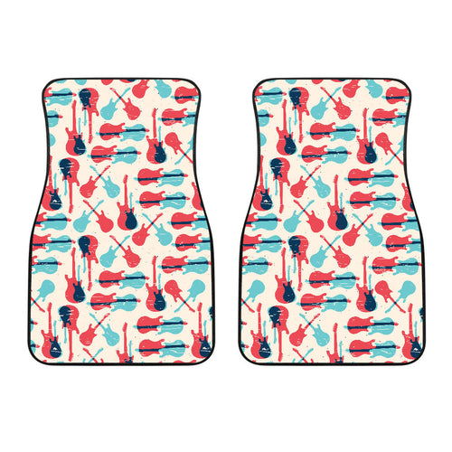 Red Blue Guitar Pattern Front Car Mats