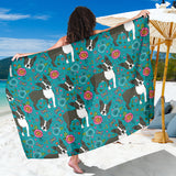 Boston Terrier Beautiful Flower Pattern Sarong