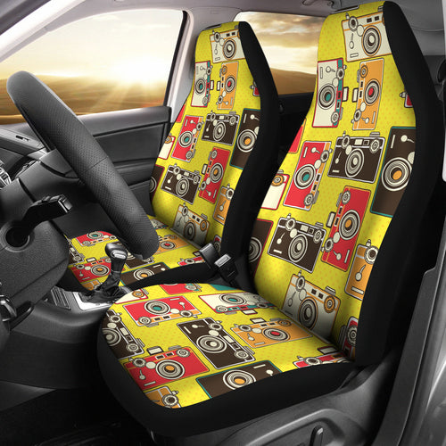 Camera Pattern Print Design 02 Universal Fit Car Seat Covers