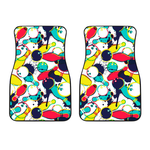 Watercolor Bowling Ball Pins  Front Car Mats