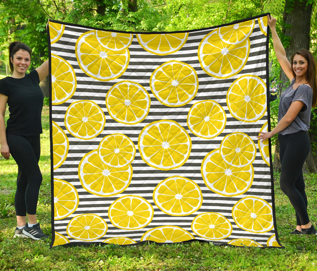 Slice Of Lemon Design Pattern Premium Quilt