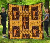 Egypt Hieroglyphics Pattern Print Design 05 Premium Quilt