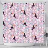 Beautiful Toucan Flower Leaves Shower Curtain Fulfilled In US
