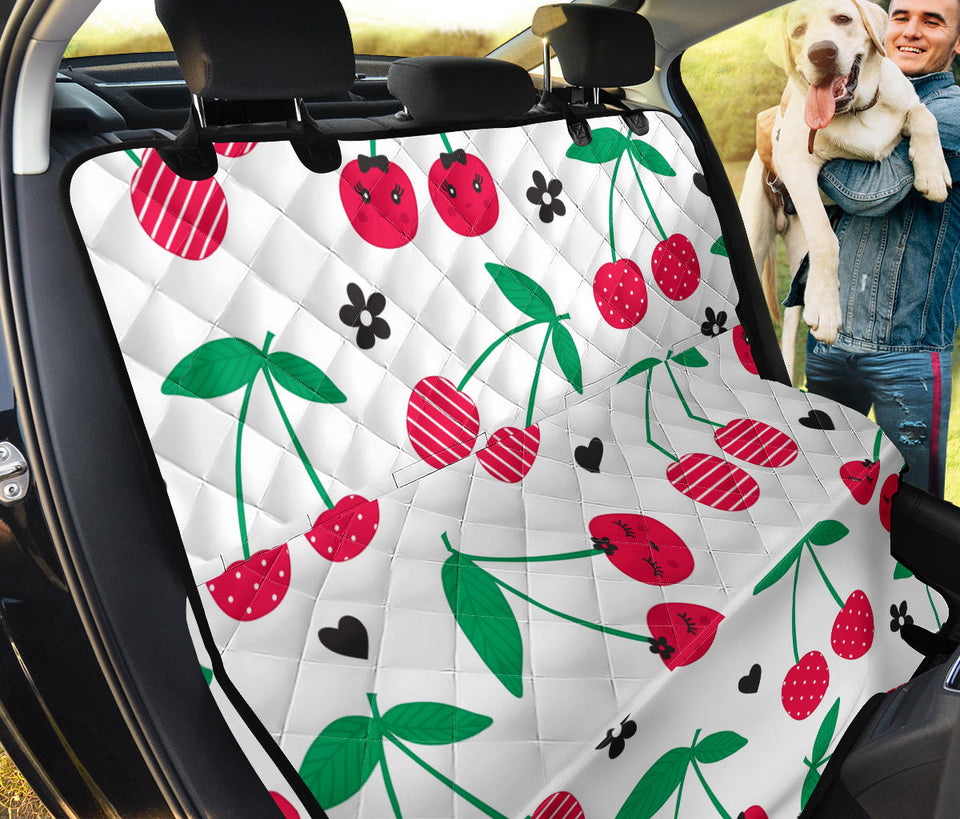 Cherry Pattern White Background Dog Car Seat Covers