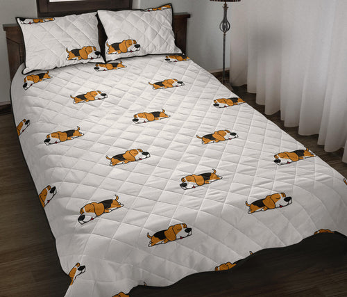 Cute beagle dog sleeping pattern Quilt Bed Set