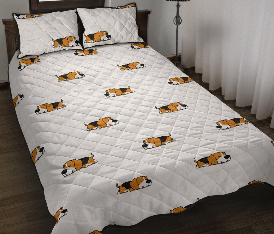 Cute beagle dog sleeping pattern Quilt Bed Set