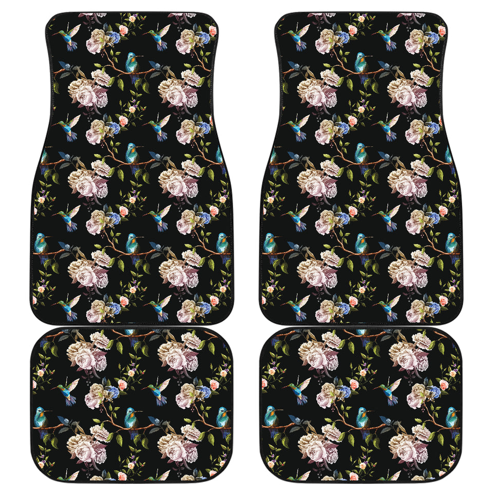 Hummingbird Pattern Print Design 03 Front and Back Car Mats