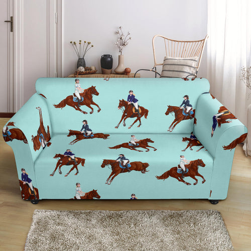 Horses Running Horses Rider Pattern Loveseat Couch Slipcover