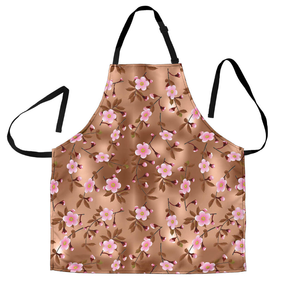 Pink Sakura Cherry Blossom Drak Brown Background Adjustable Apron