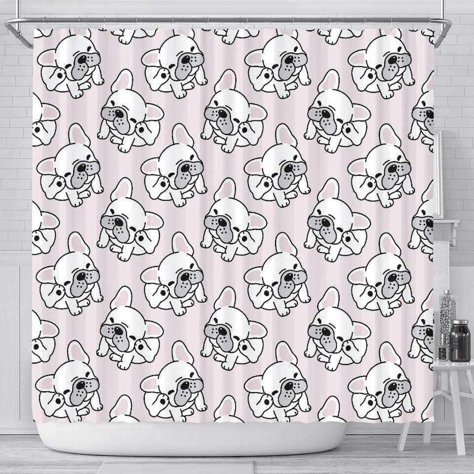 Cute French Bulldog Pattern Shower Curtain Fulfilled In US
