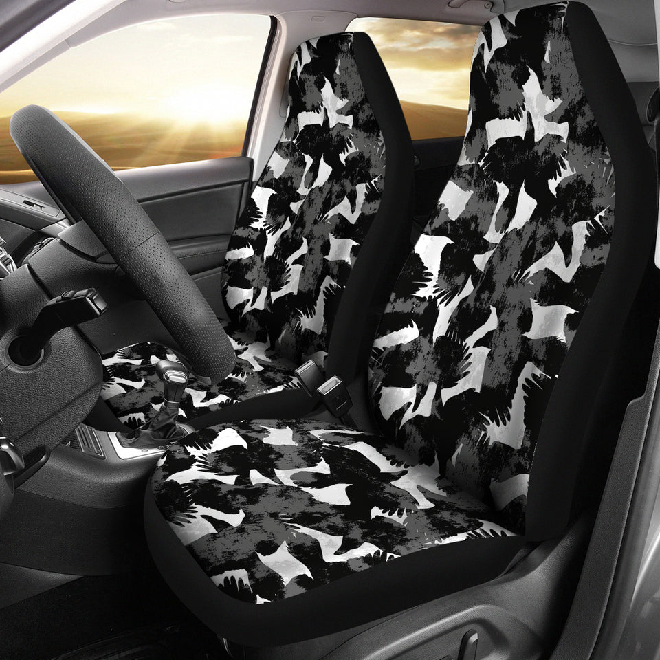 Crow Illustration Pattern Universal Fit Car Seat Covers