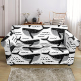 Black Whale Pattern Loveseat Couch Slipcover