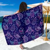 Cute Owls Pattern Boho Style Ornament Sarong