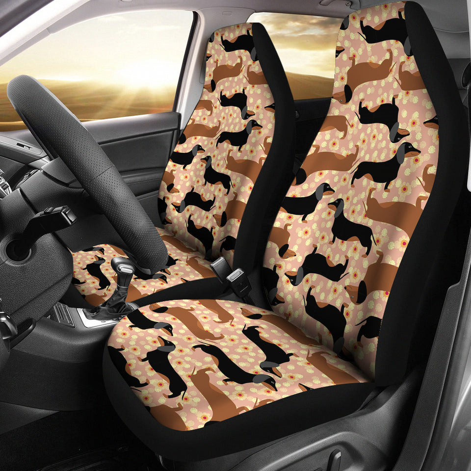 Dachshund Floral Background Universal Fit Car Seat Covers
