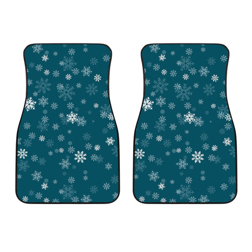 Snowflake Pattern Dark Background Front Car Mats