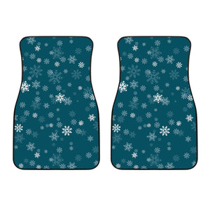 Snowflake Pattern Dark Background Front Car Mats